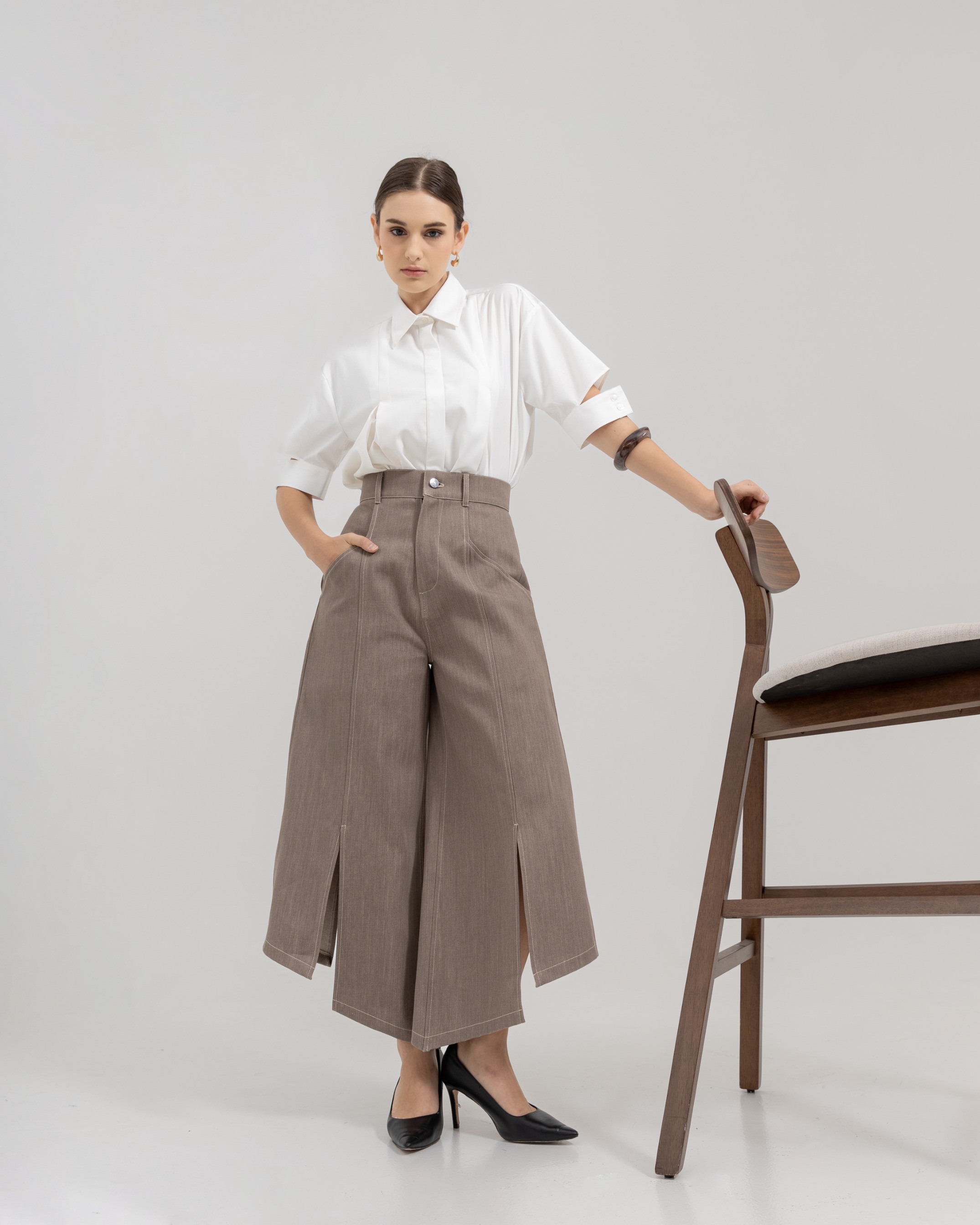 Slitted Culotte Jeans