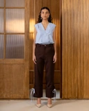 Contrast Bow Tailored Pants