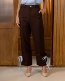 Contrast Bow Tailored Pants