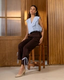 Contrast Bow Tailored Pants