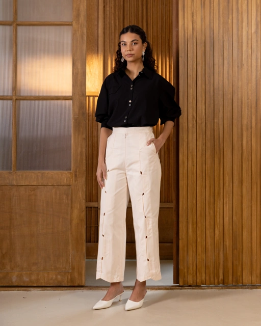 Image of Panelled Cut-Out Pants