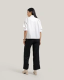 Pleated Shirt with Cut-Out Sleeves