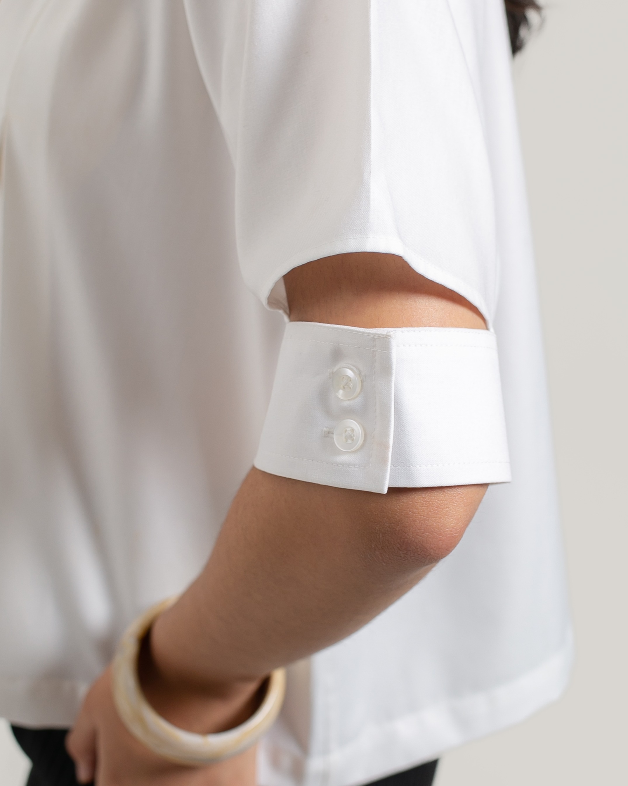 Pleated Shirt with Cut-Out Sleeves