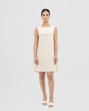 Pearl-Back Linen Dress