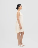 Pearl-Back Linen Dress