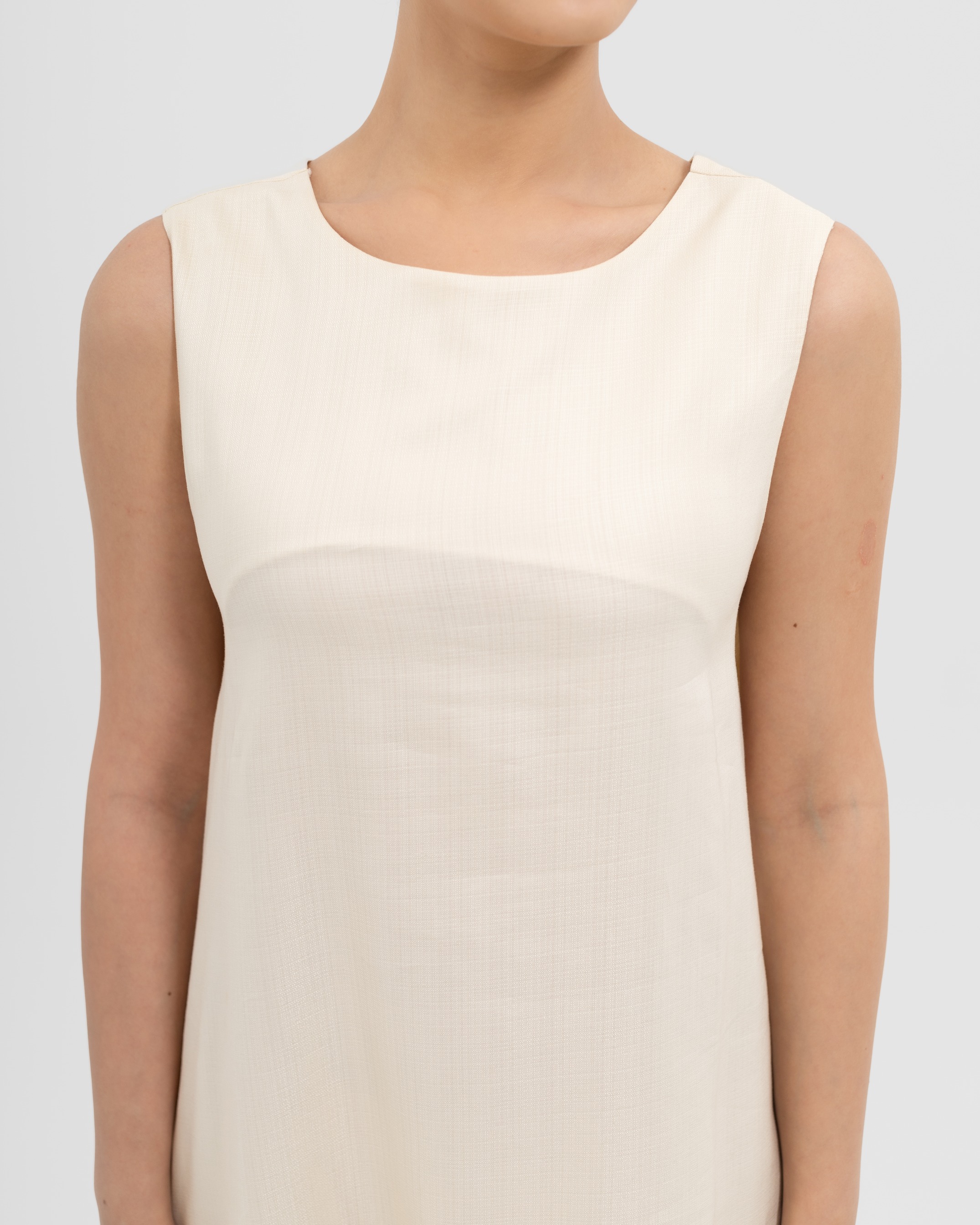 Pearl-Back Linen Dress