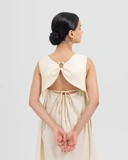 Pearl-Back Linen Dress