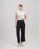 Striped Trousers with Cut-Out Waist