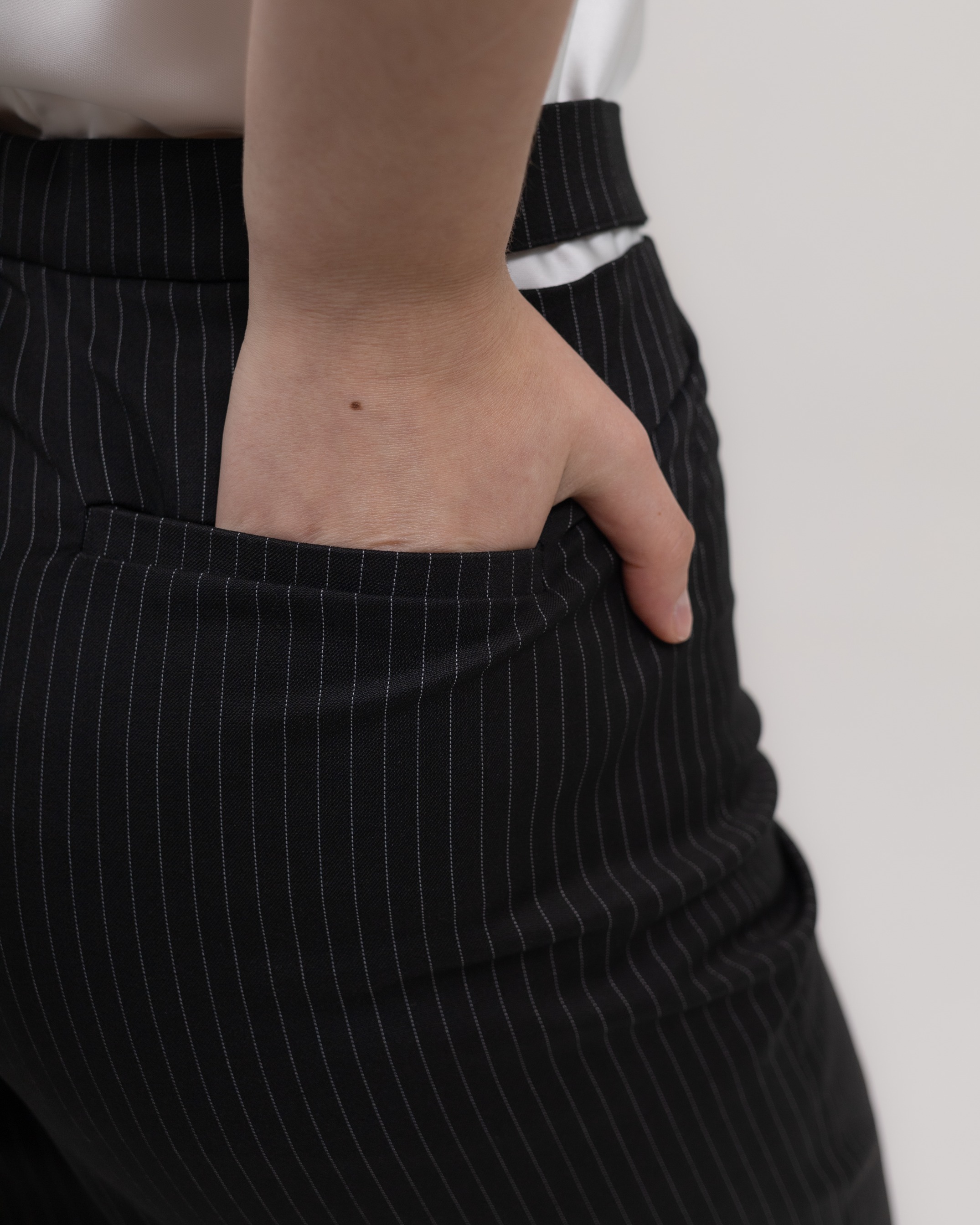 Striped Trousers with Cut-Out Waist