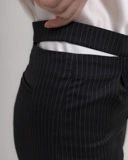 Striped Trousers with Cut-Out Waist