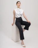 Striped Trousers with Cut-Out Waist