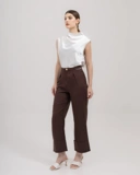 Striped Trousers with Cut-Out Waist