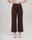 Striped Trousers with Cut-Out Waist