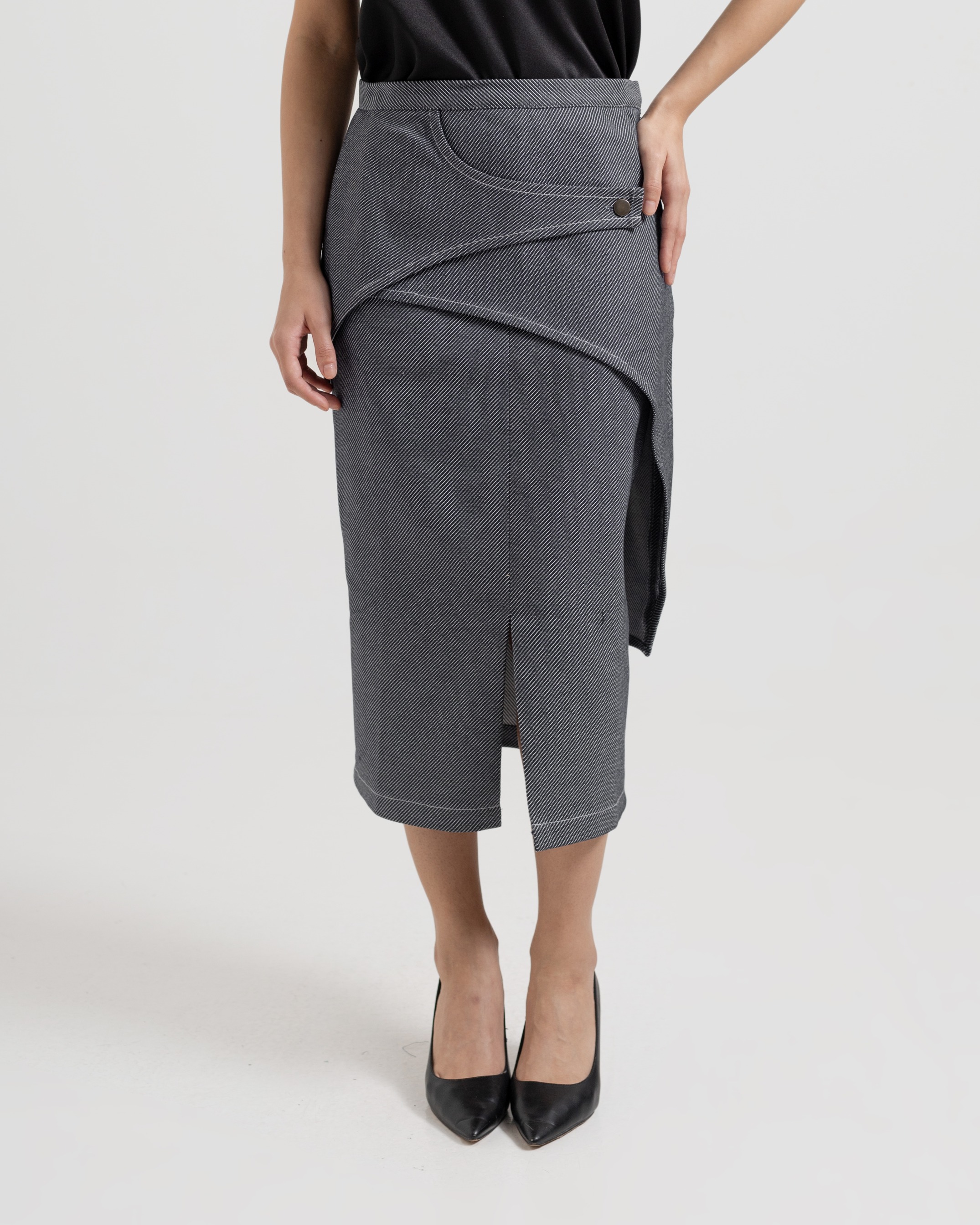 Striped Layered Denim Skirt