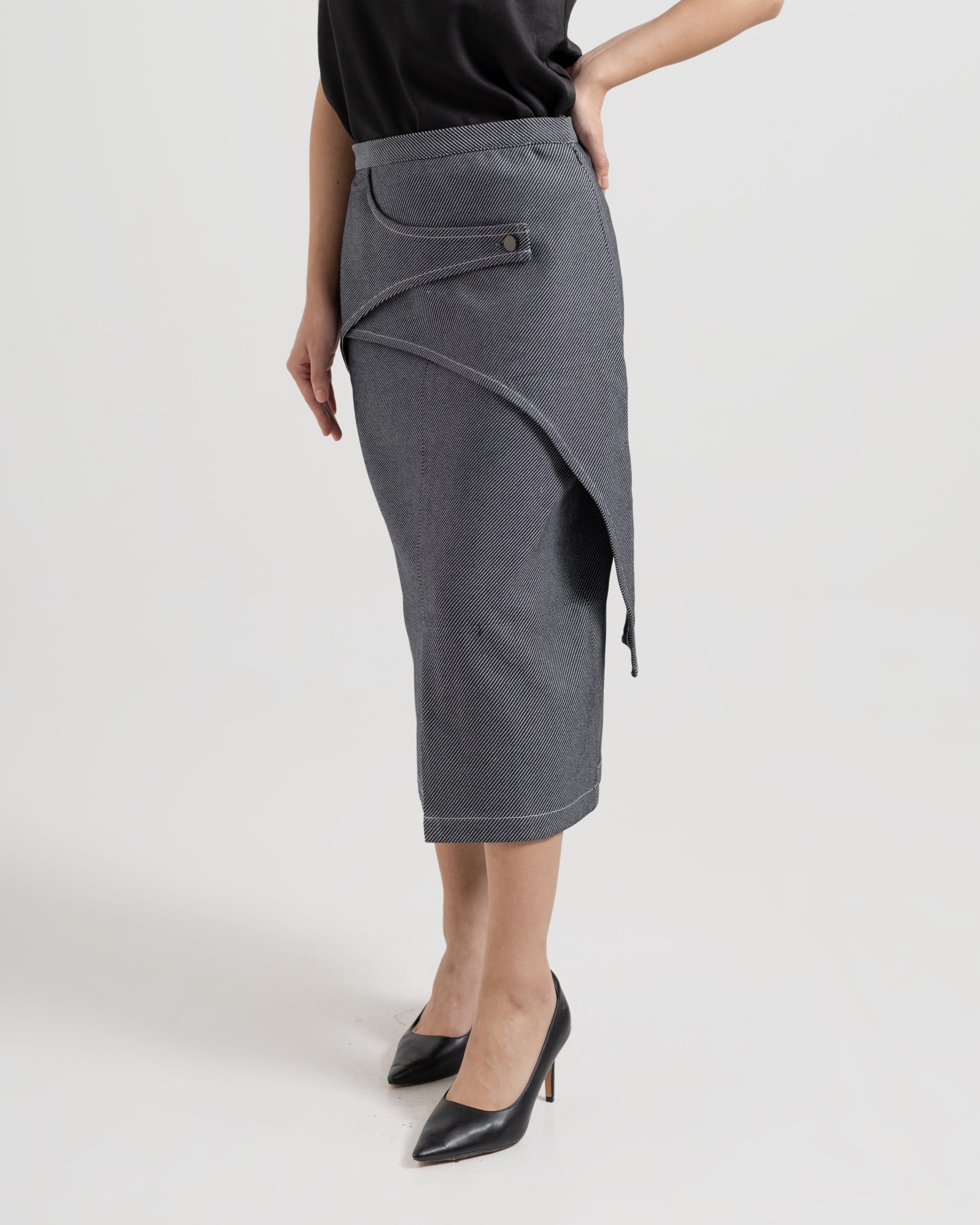 Striped Layered Denim Skirt