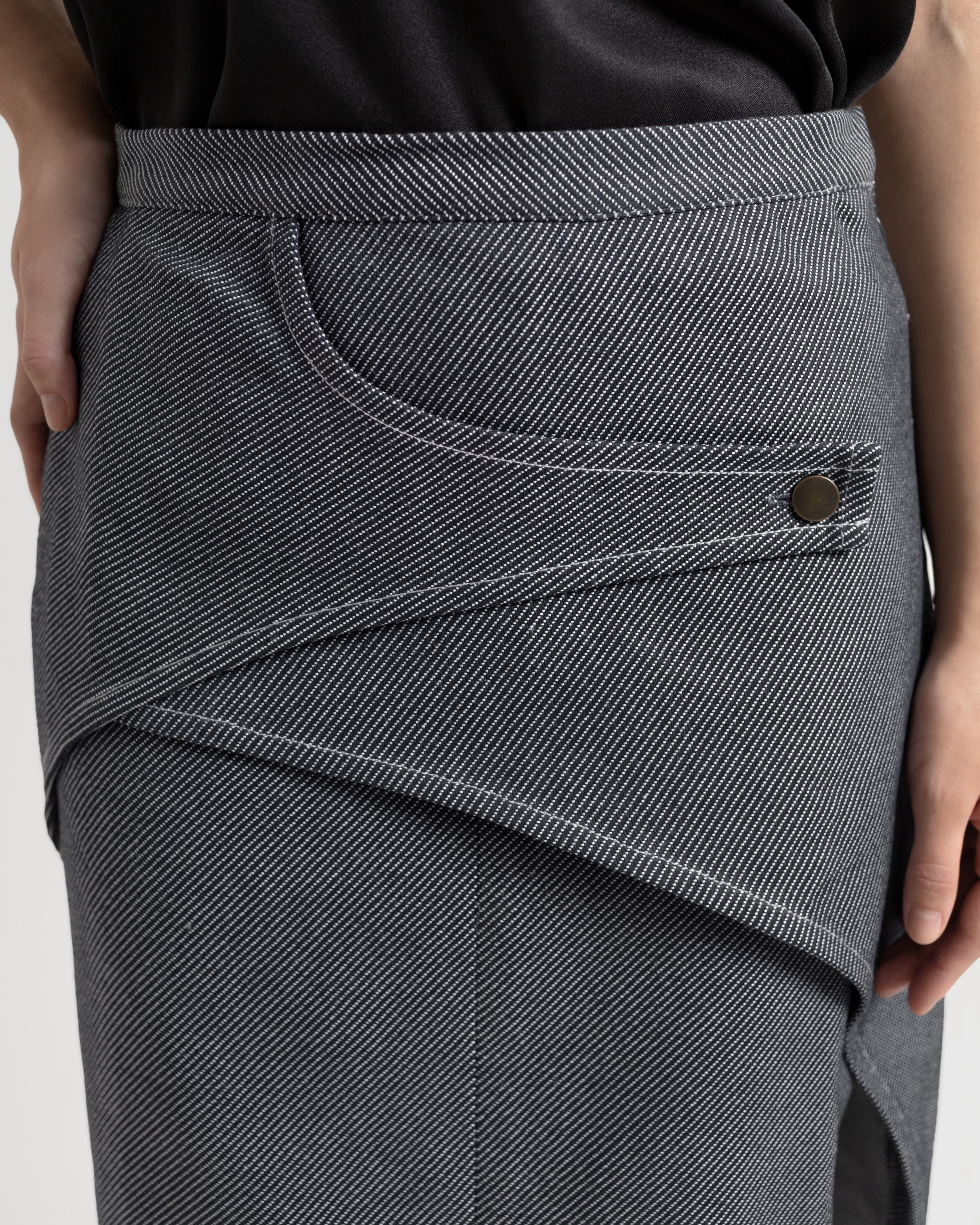 Striped Layered Denim Skirt