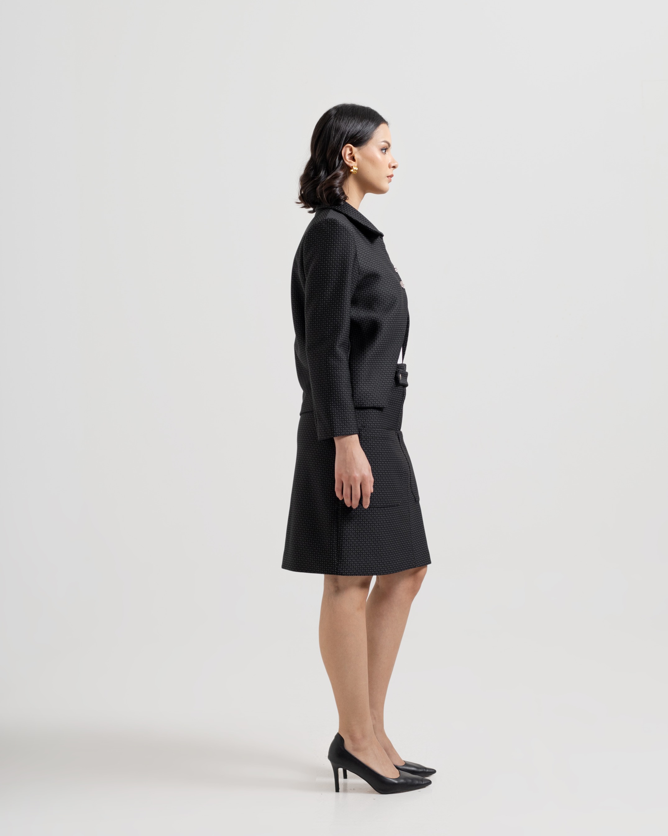 Textured Skirt & Suit Set