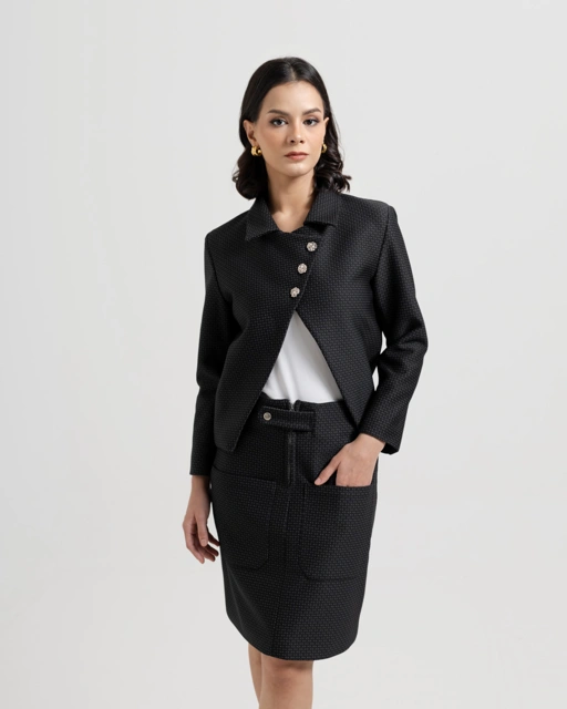 Image of Textured Skirt & Suit Set
