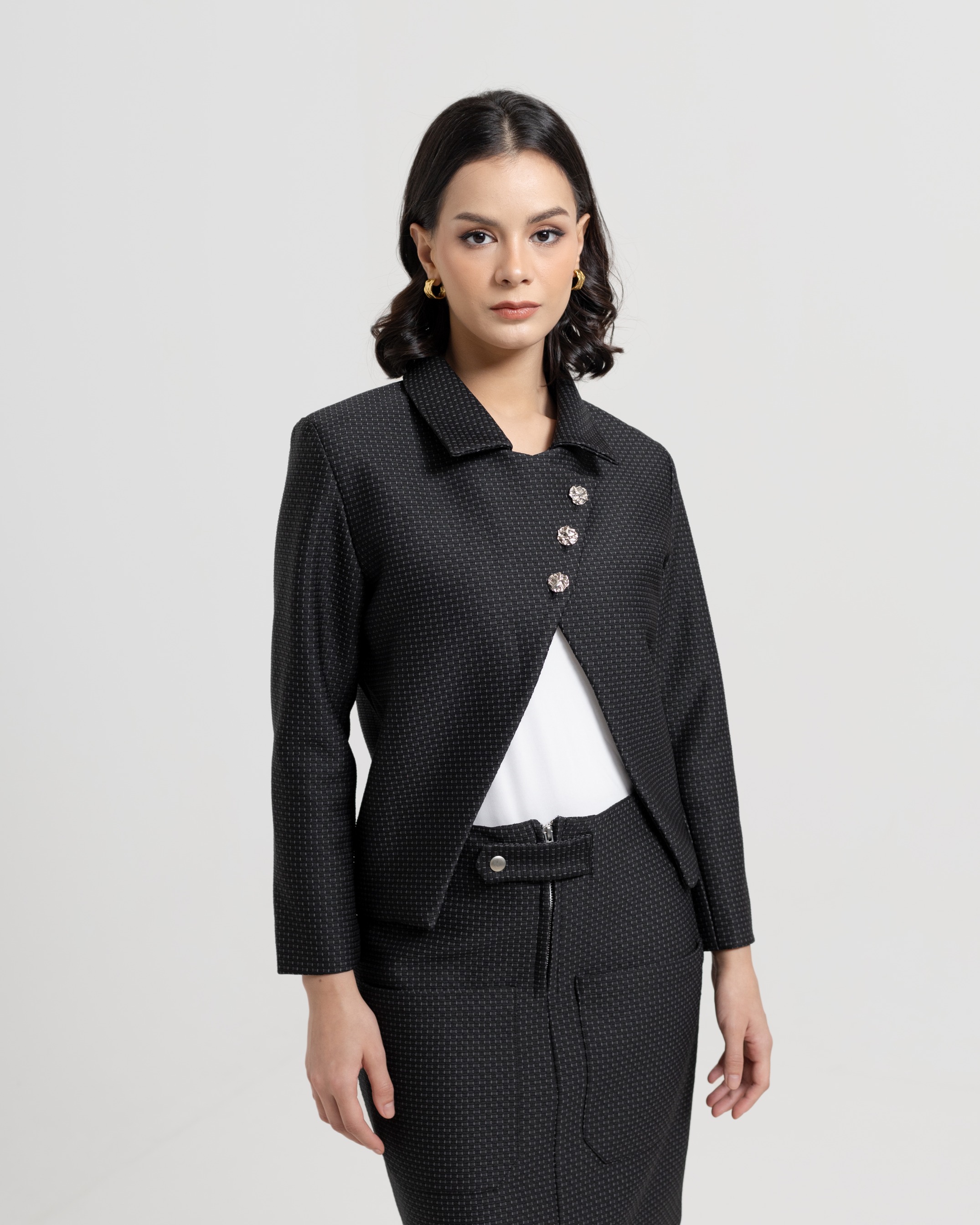 Textured Skirt & Suit Set