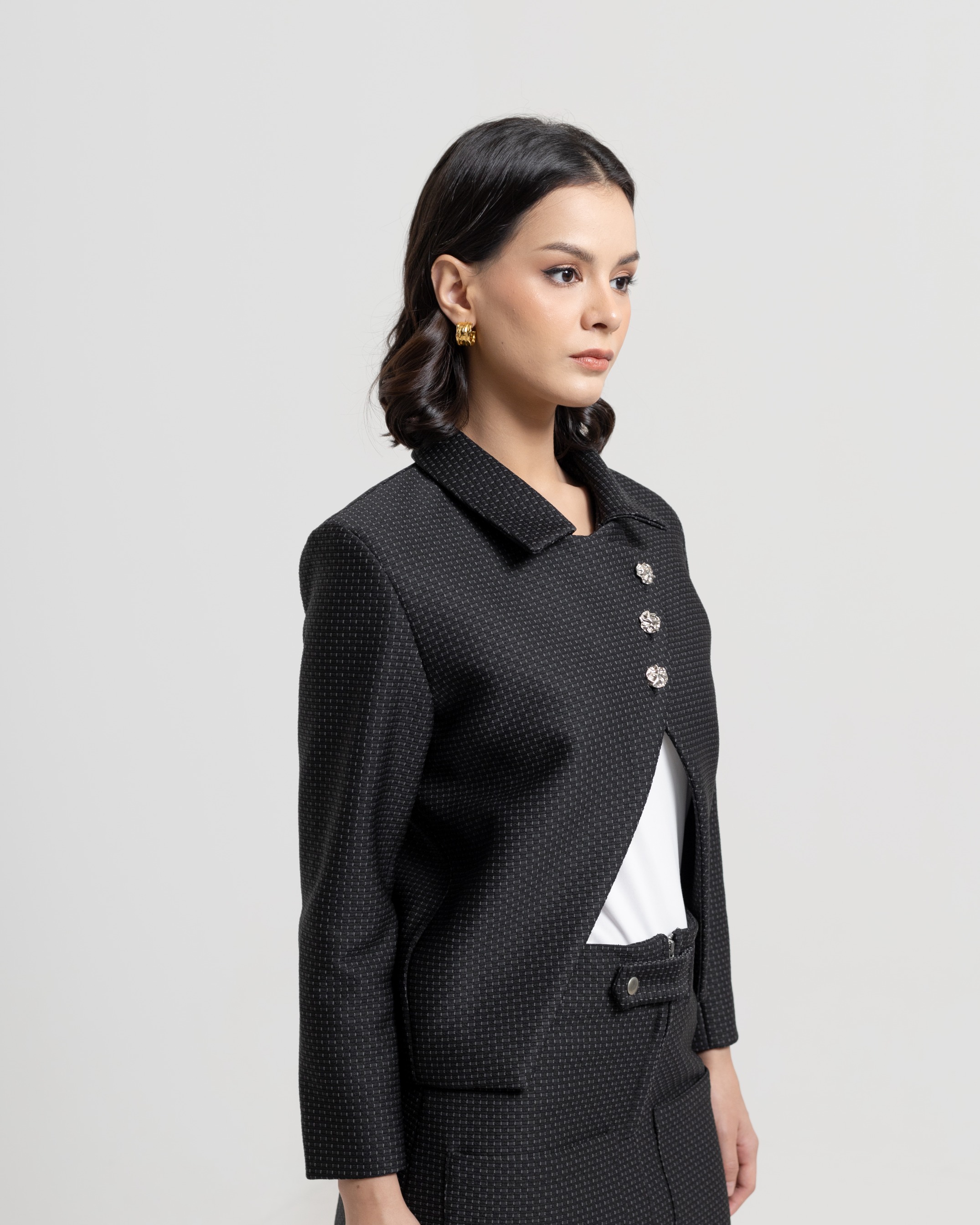 Textured Skirt & Suit Set