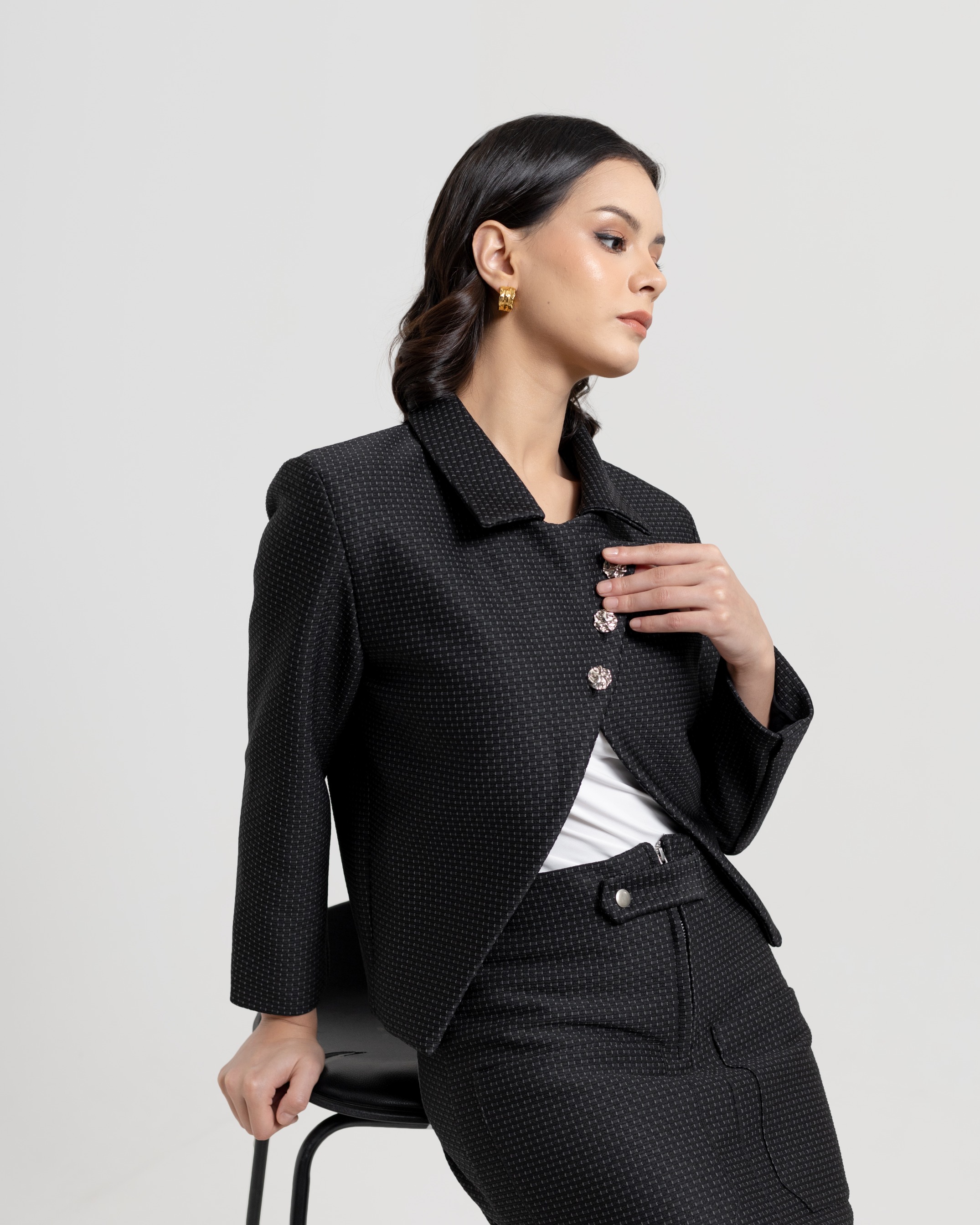 Textured Skirt & Suit Set