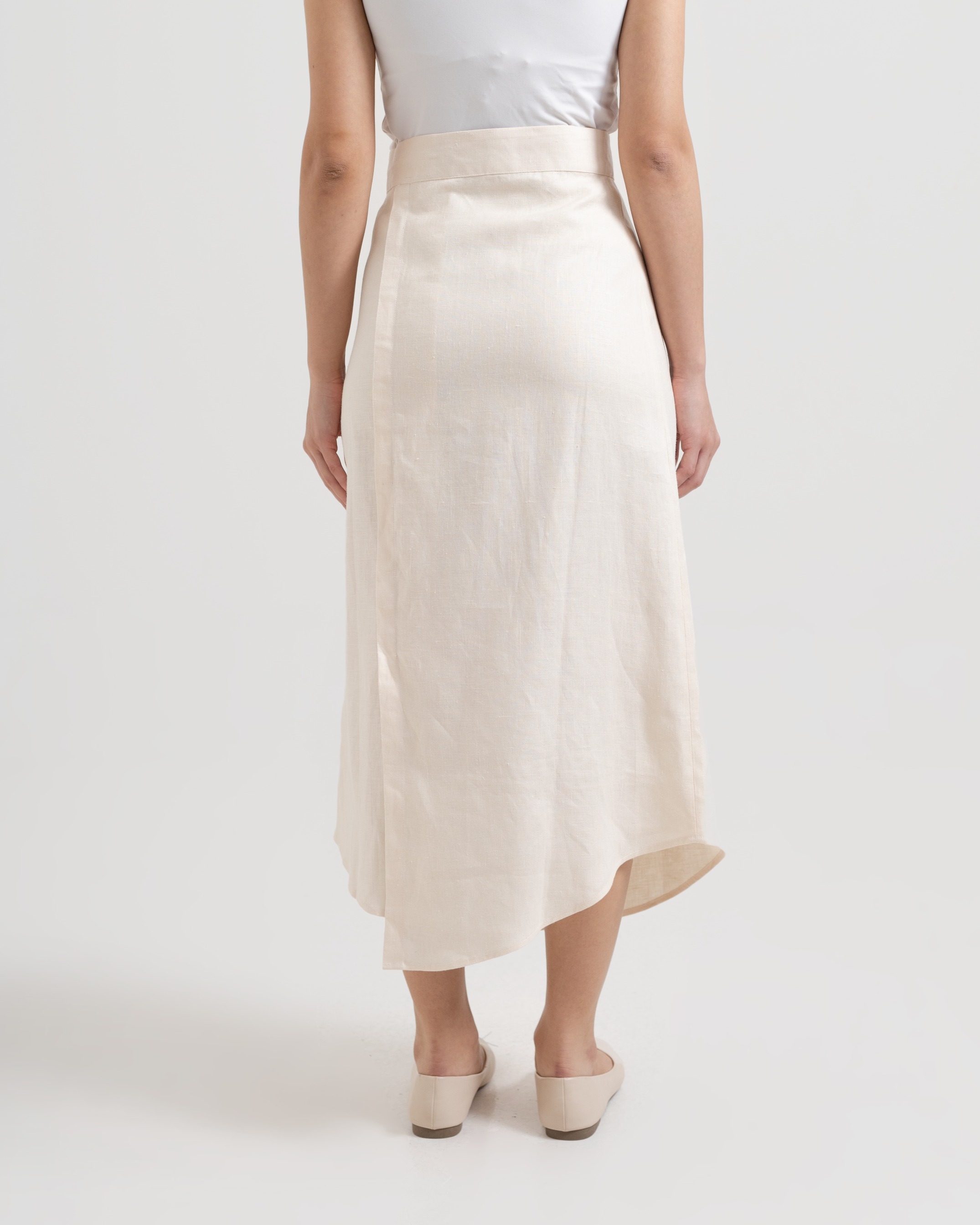 Draped Tie Linen Skirt