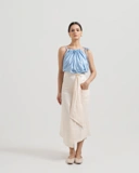 Draped Tie Linen Skirt