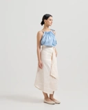 Draped Tie Linen Skirt