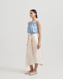 Draped Tie Linen Skirt