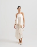 Contrast Strap Linen Top
