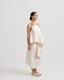 Contrast Strap Linen Top