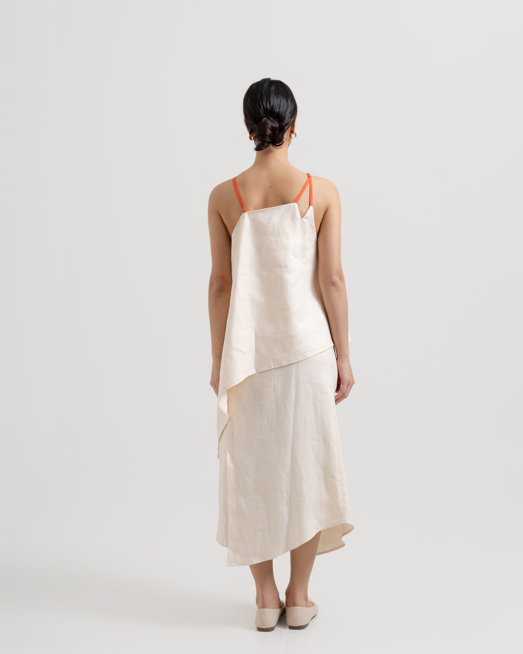 Contrast Strap Linen Top