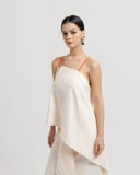 Contrast Strap Linen Top