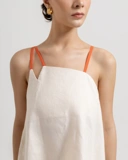 Contrast Strap Linen Top