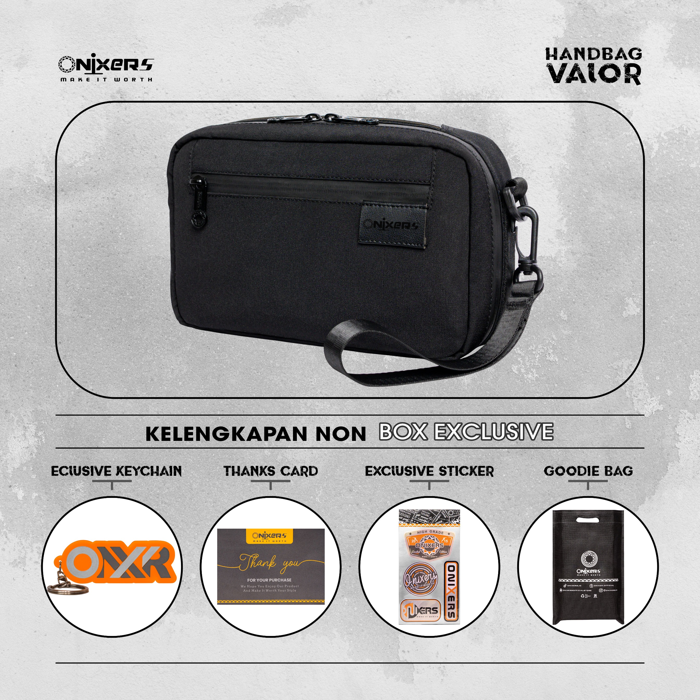 ONIXERS VALOR PLATINUM GIFT Edition | Handbag | Clutchbag | Slingbag | Anti Bara | Anti Air