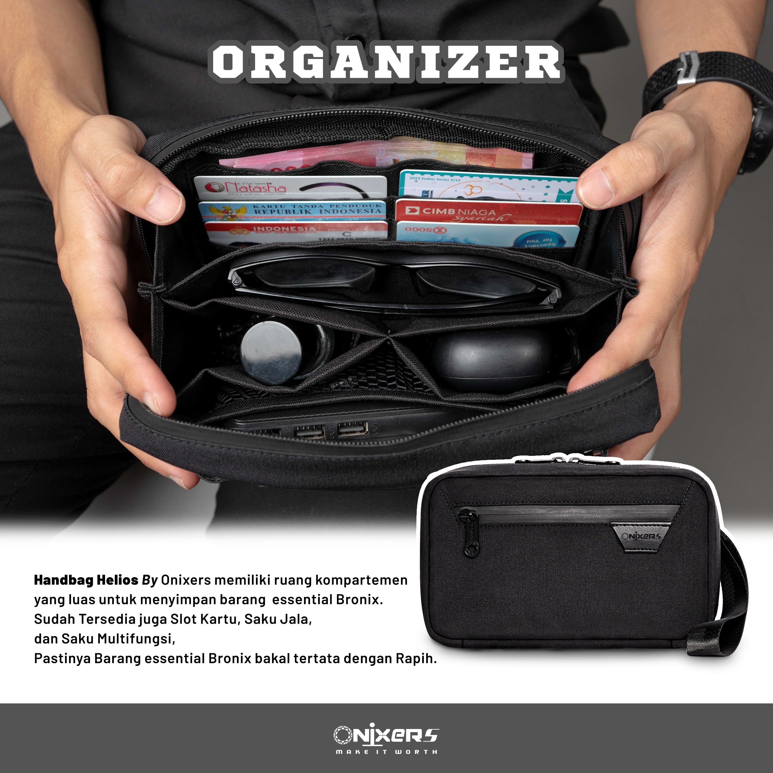 ONIXERS HELIOS Luxury Exclusive Edition | Handbag | Clutchbag | Slingbag | Anti Bara | Anti Air