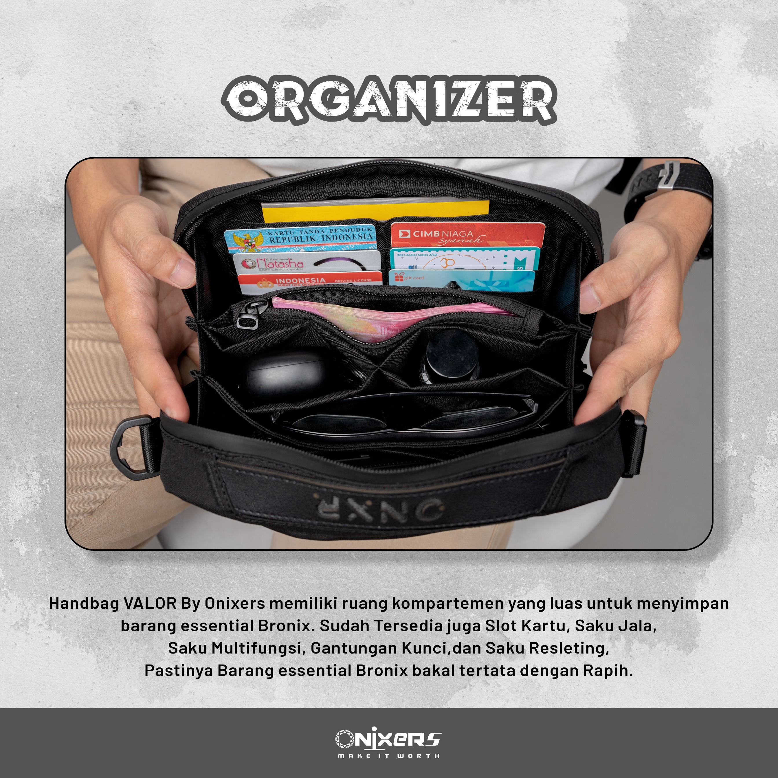 ONIXERS VALOR PLATINUM GIFT Edition | Handbag | Clutchbag | Slingbag | Anti Bara | Anti Air