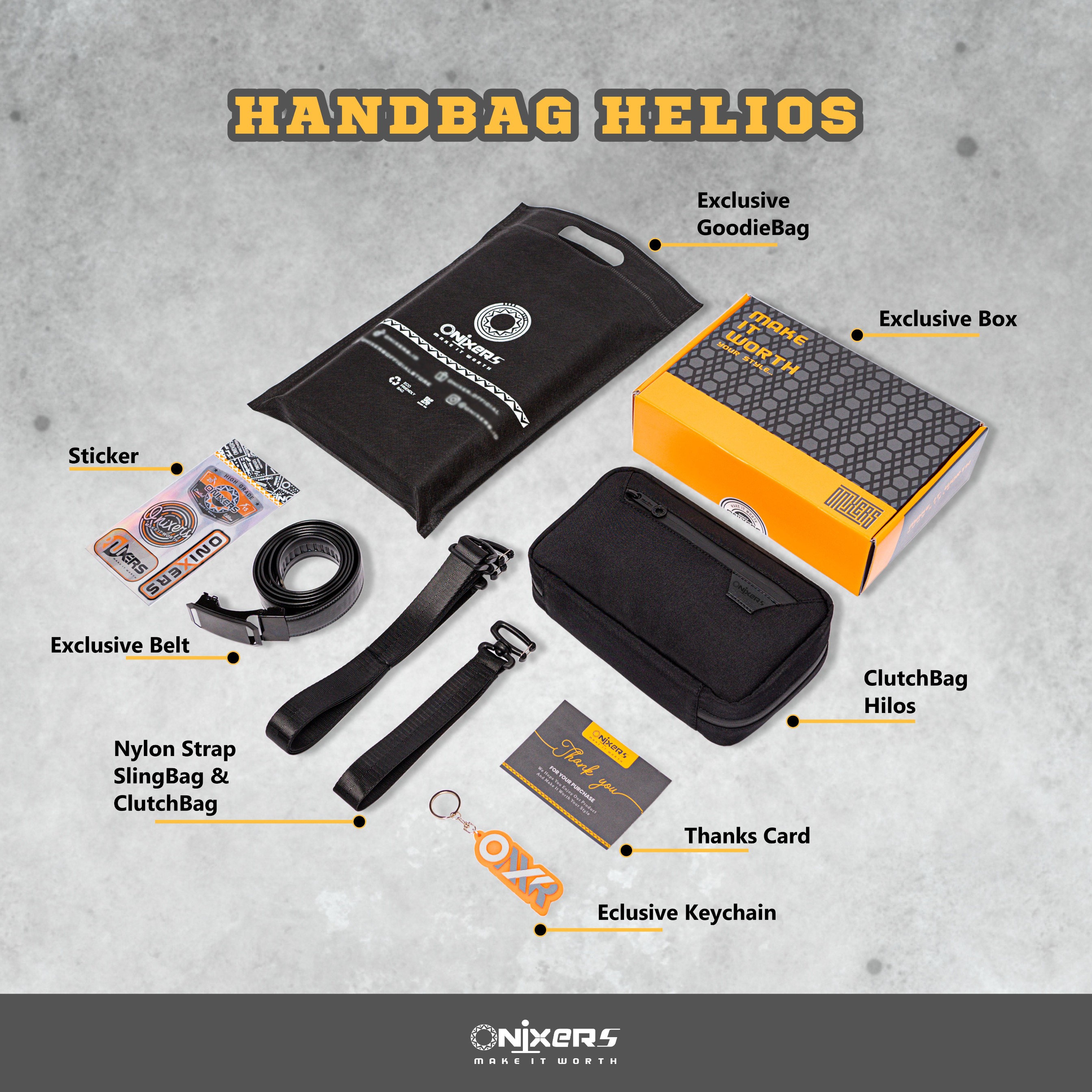 ONIXERS HELIOS Luxury Exclusive Edition | Handbag | Clutchbag | Slingbag | Anti Bara | Anti Air