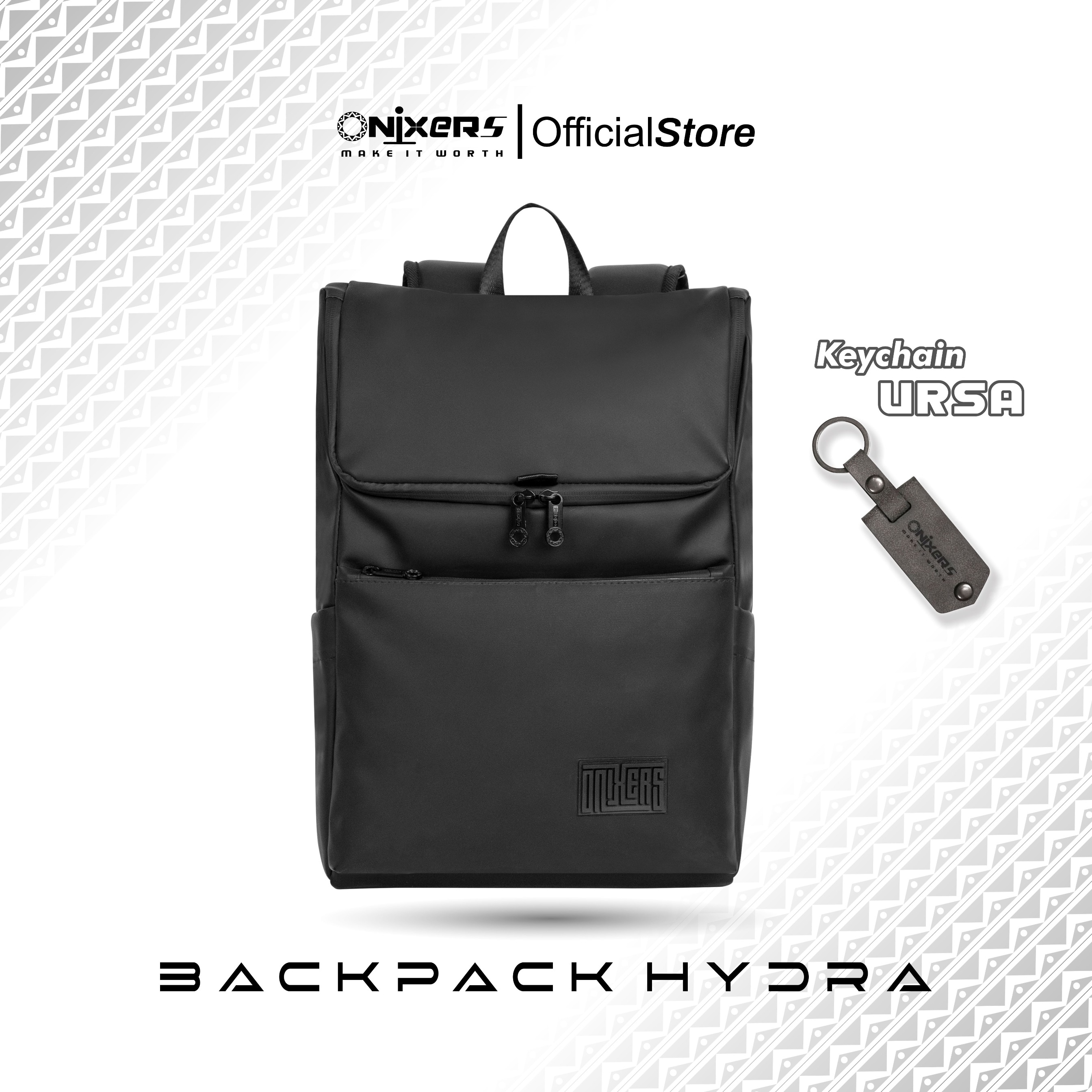 ONIXERS I Backpack HYDRA | Tas Laptop Ransel Pria | Dapper Bag Pria Wanita Anti Air Waterproof Premium | Backpack Sekolah Kantor Kerja Outdoor - ORDINARY (Tanpa Keychain)