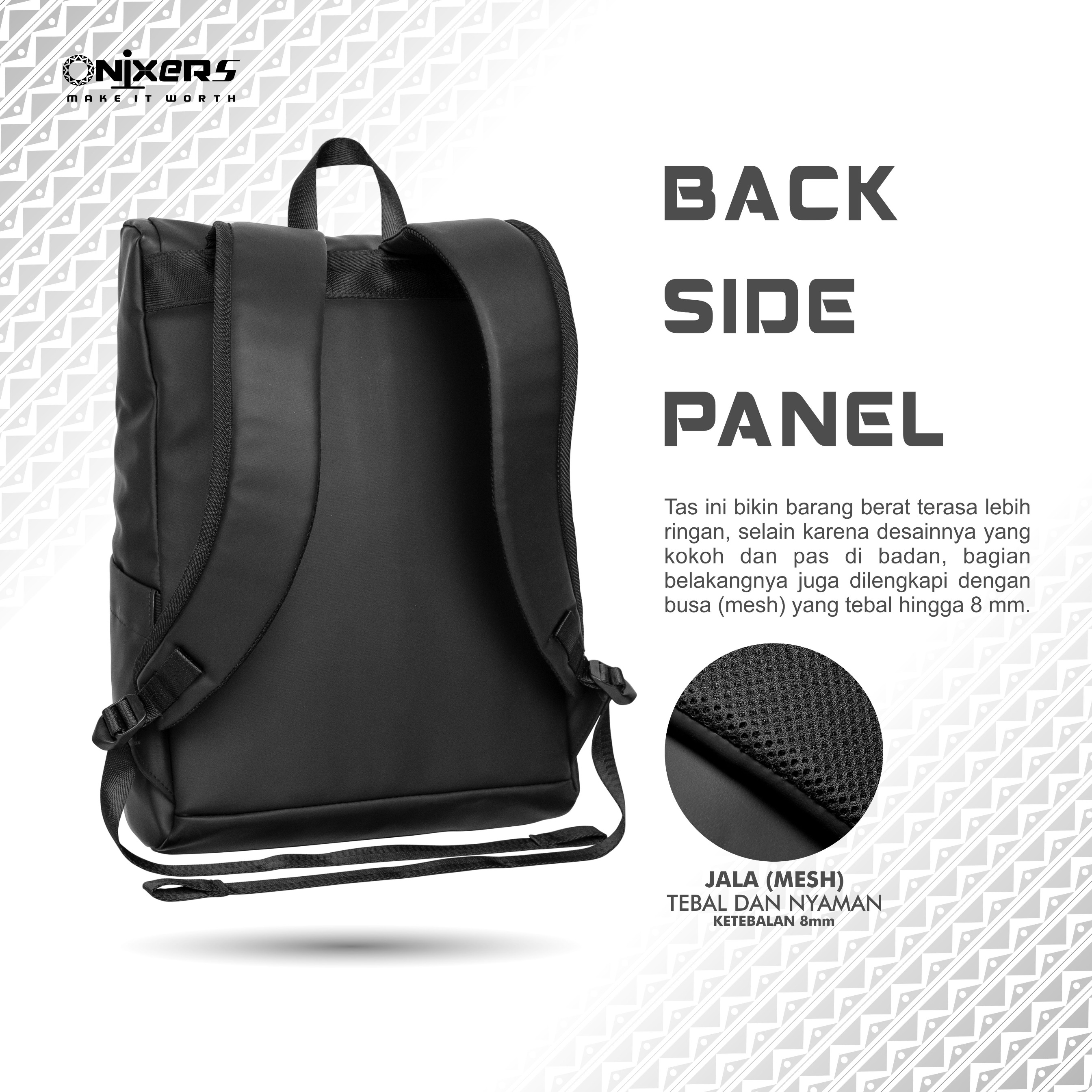 ONIXERS I Backpack HYDRA | Tas Laptop Ransel Pria | Dapper Bag Pria Wanita Anti Air Waterproof Premium | Backpack Sekolah Kantor Kerja Outdoor - ORDINARY (Tanpa Keychain)