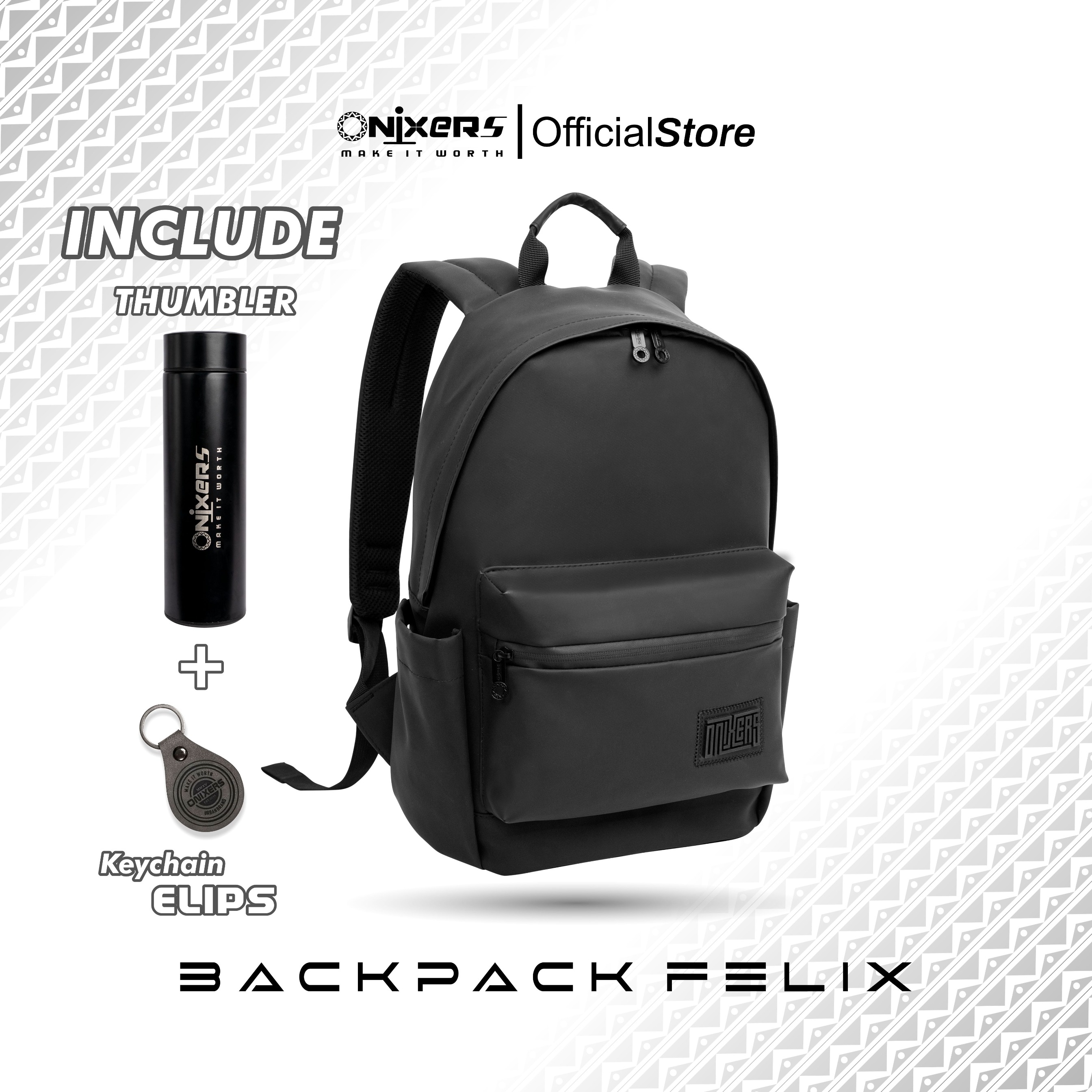 Onixers FELIX Tas ransel sekolah Tas Laptop 15 Inch Ransel Pria Wanita Anti Air Waterproof Premium Backpack Sekolah Kerja Kantor Traveling Outdoor