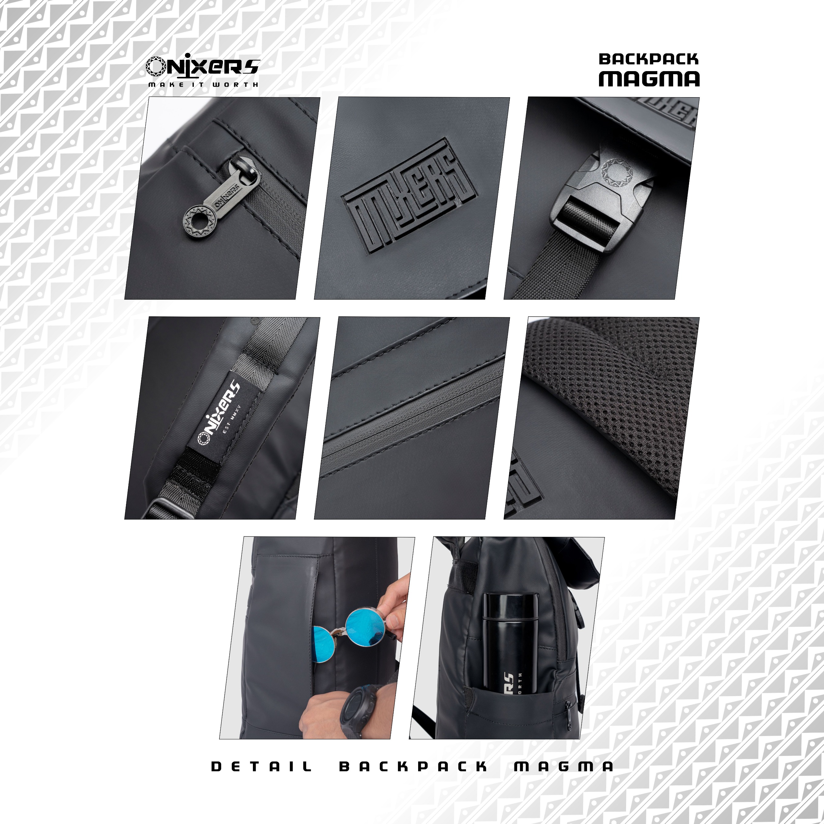 ONIXERS I Backpack MAGMA| Tas Laptop Ransel Pria | Dapper Bag Pria Wanita Anti Air Waterproof Premium