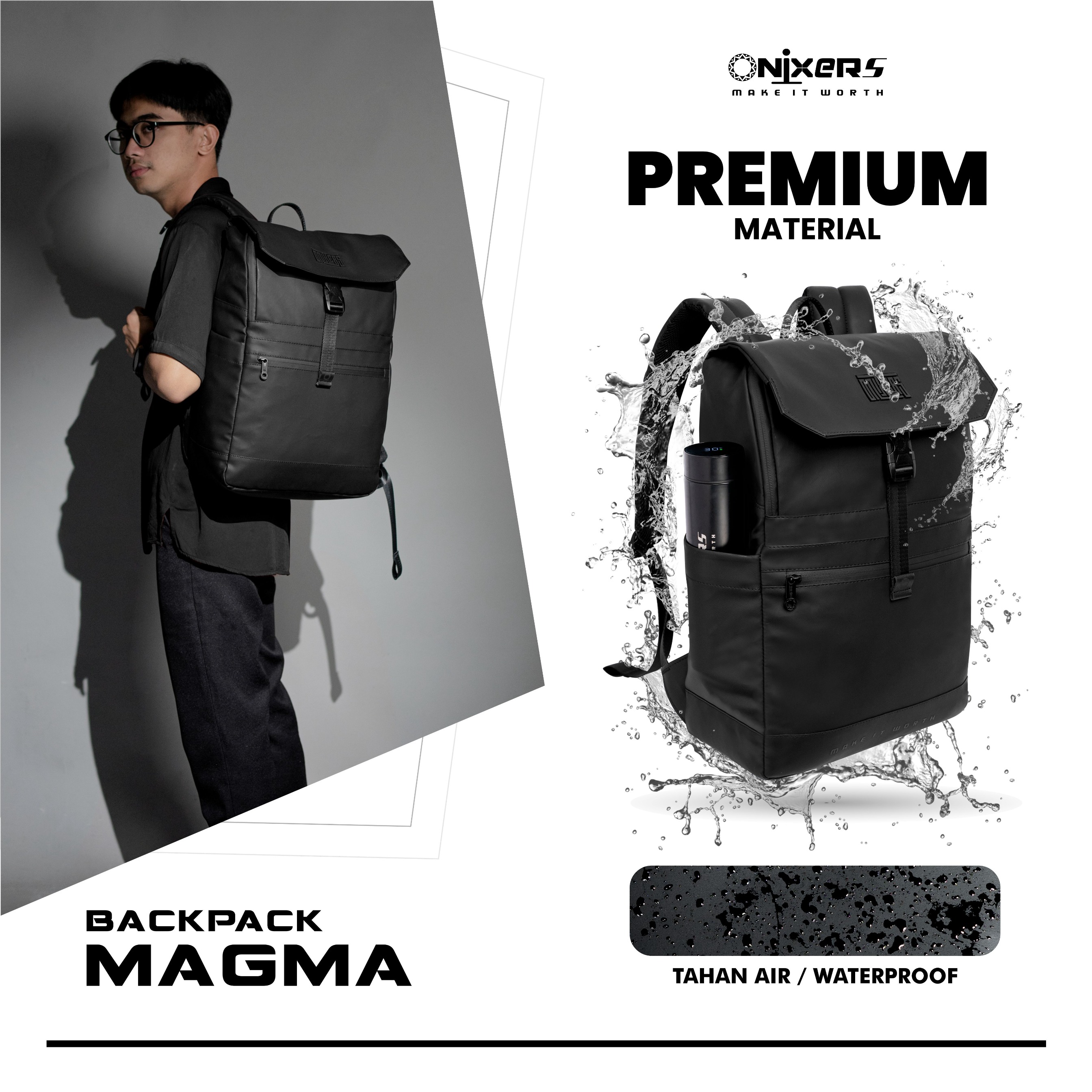 ONIXERS I Backpack MAGMA| Tas Laptop Ransel Pria | Dapper Bag Pria Wanita Anti Air Waterproof Premium