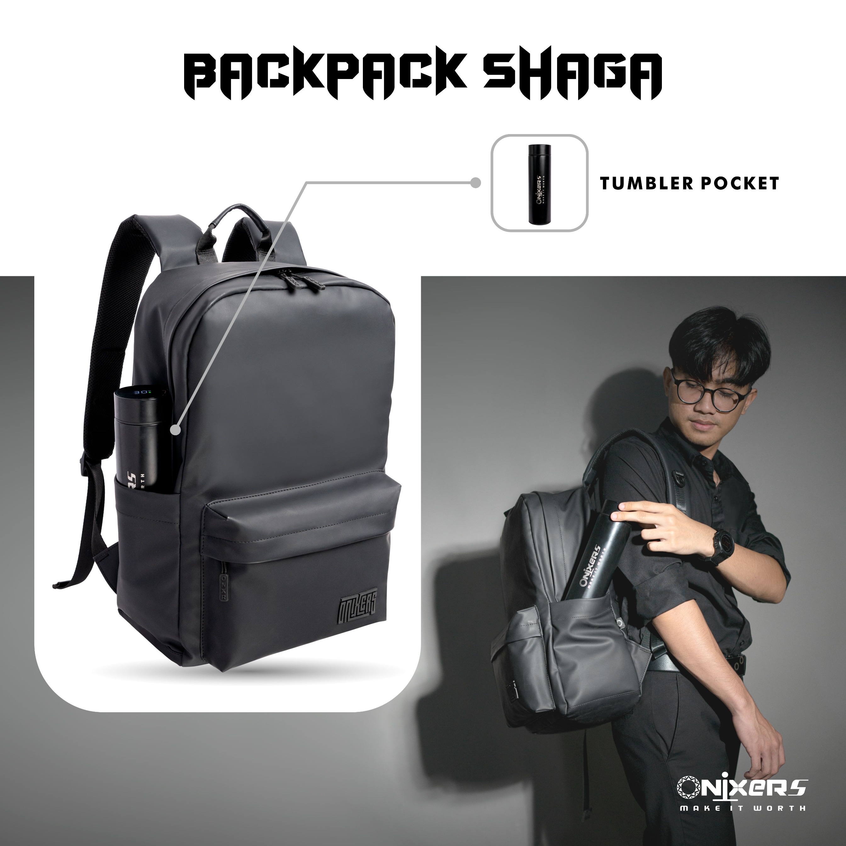 ONIXERS I Backpack SHAGA I Tas Laptop Ransel Pria I Dapper Bag Pria Wanita Anti Air Waterproof Premium