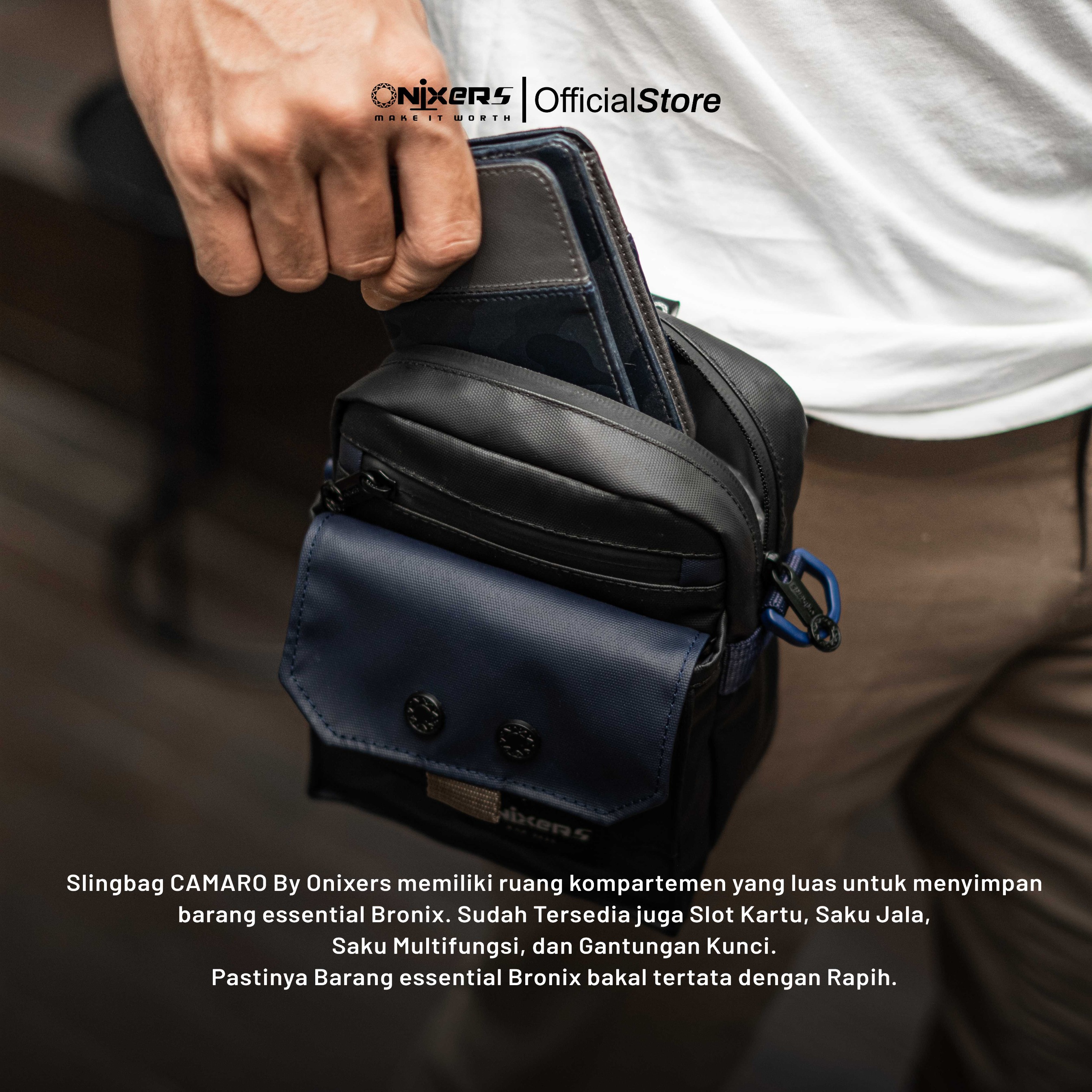 Onixers CAMARO Two Tone Slingbag Tas Selempang Pria Waterproof