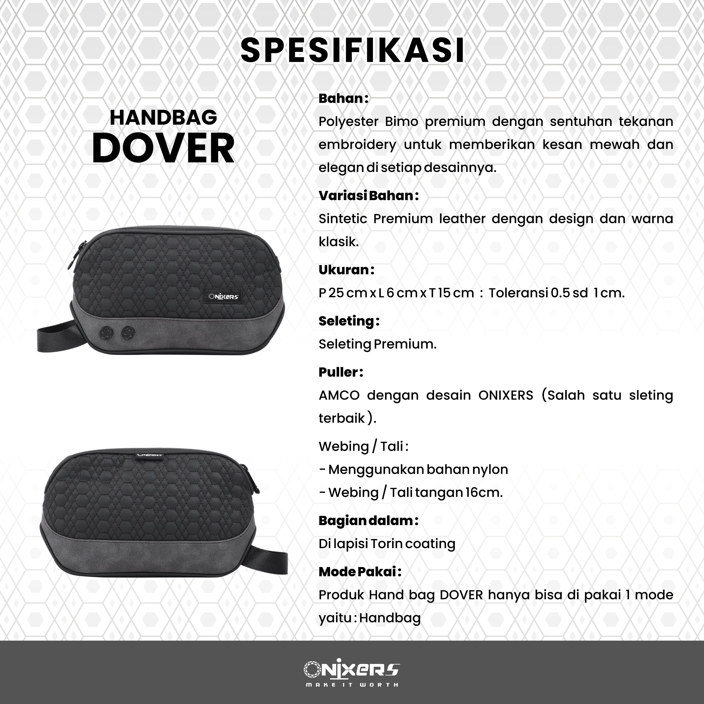 Onixers DOVER Handbag Tas Tangan Pria