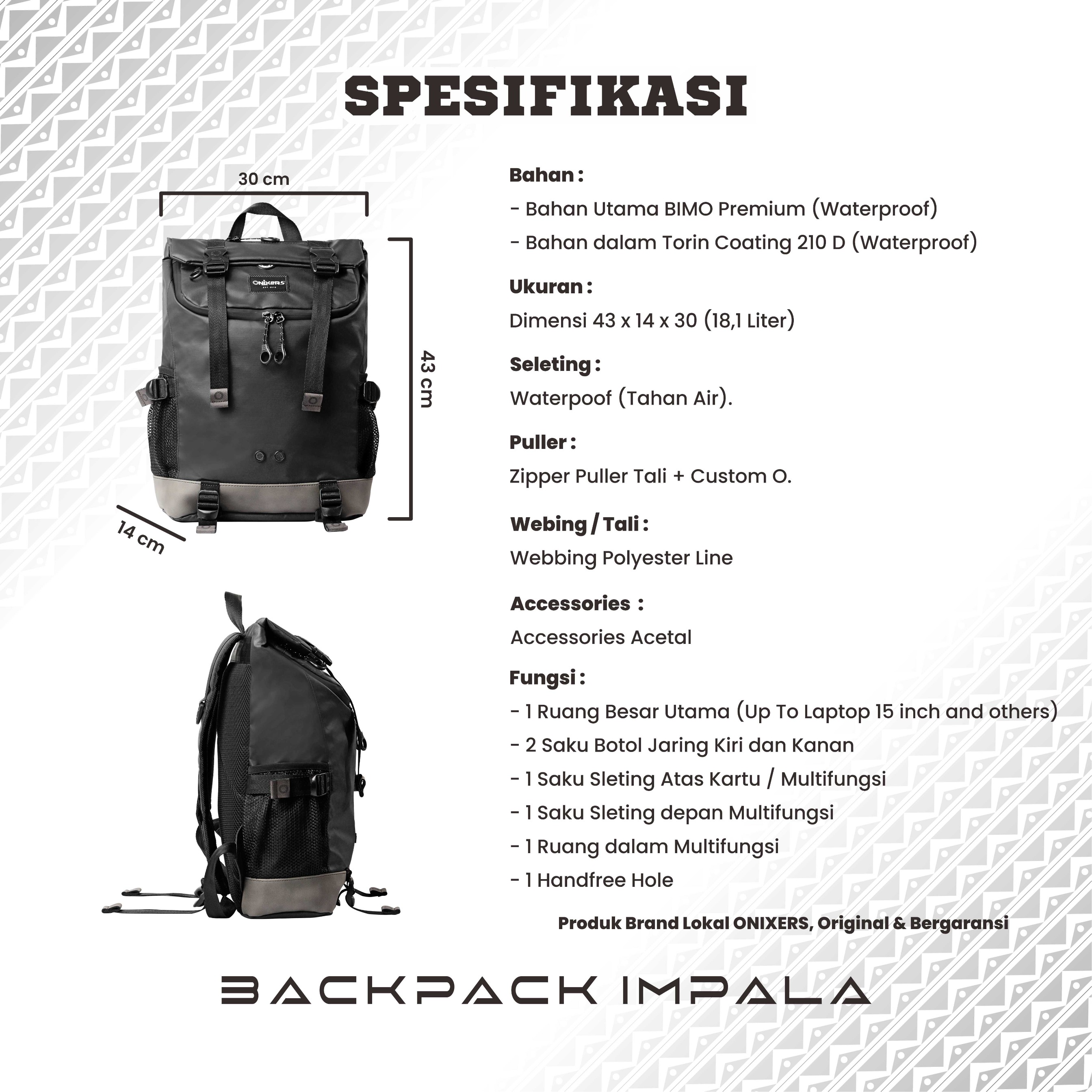 Onixers IMPALA BUNDLING (Backpack + Smart Wallet)