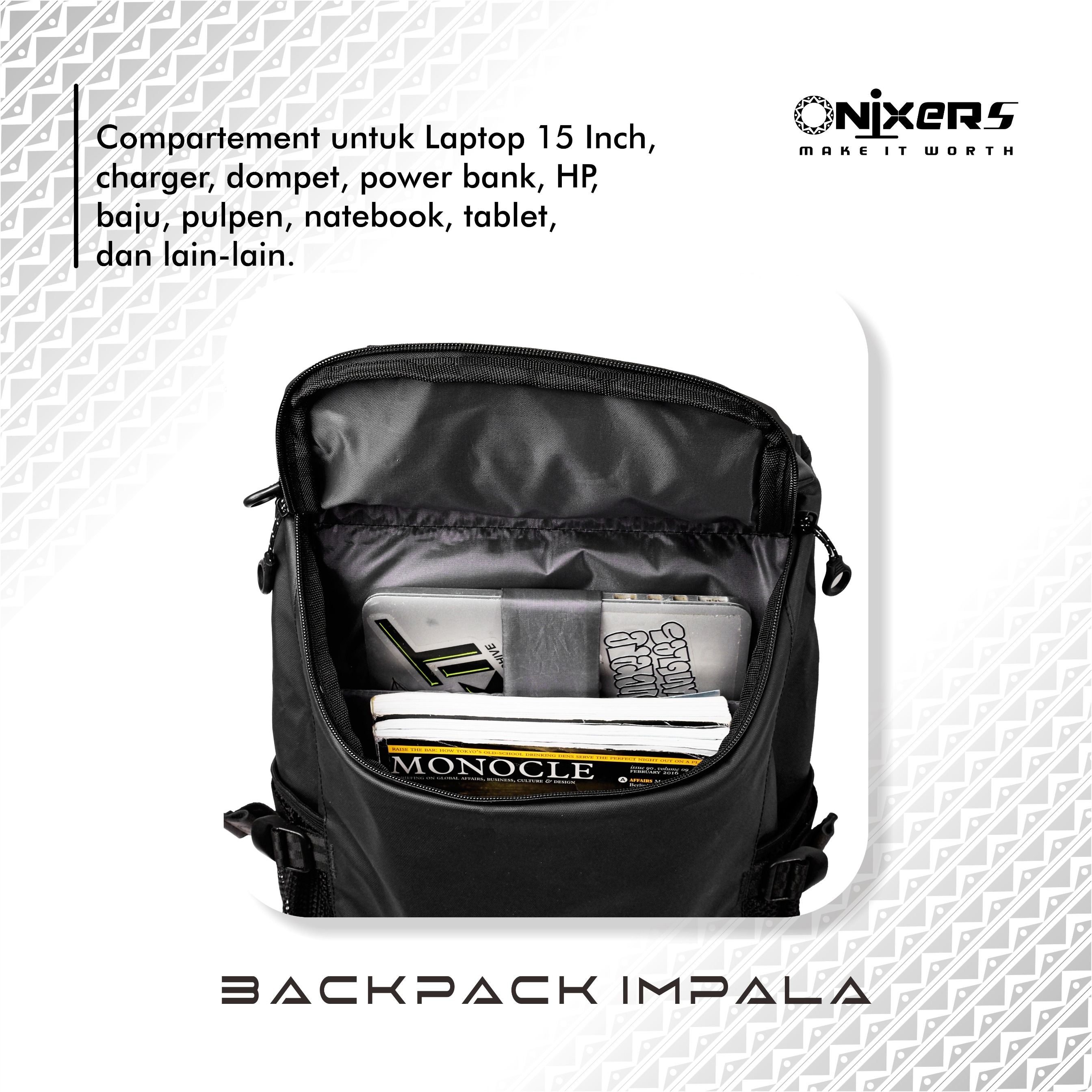 Onixers IMPALA Tas Backpack Pria Waterproof