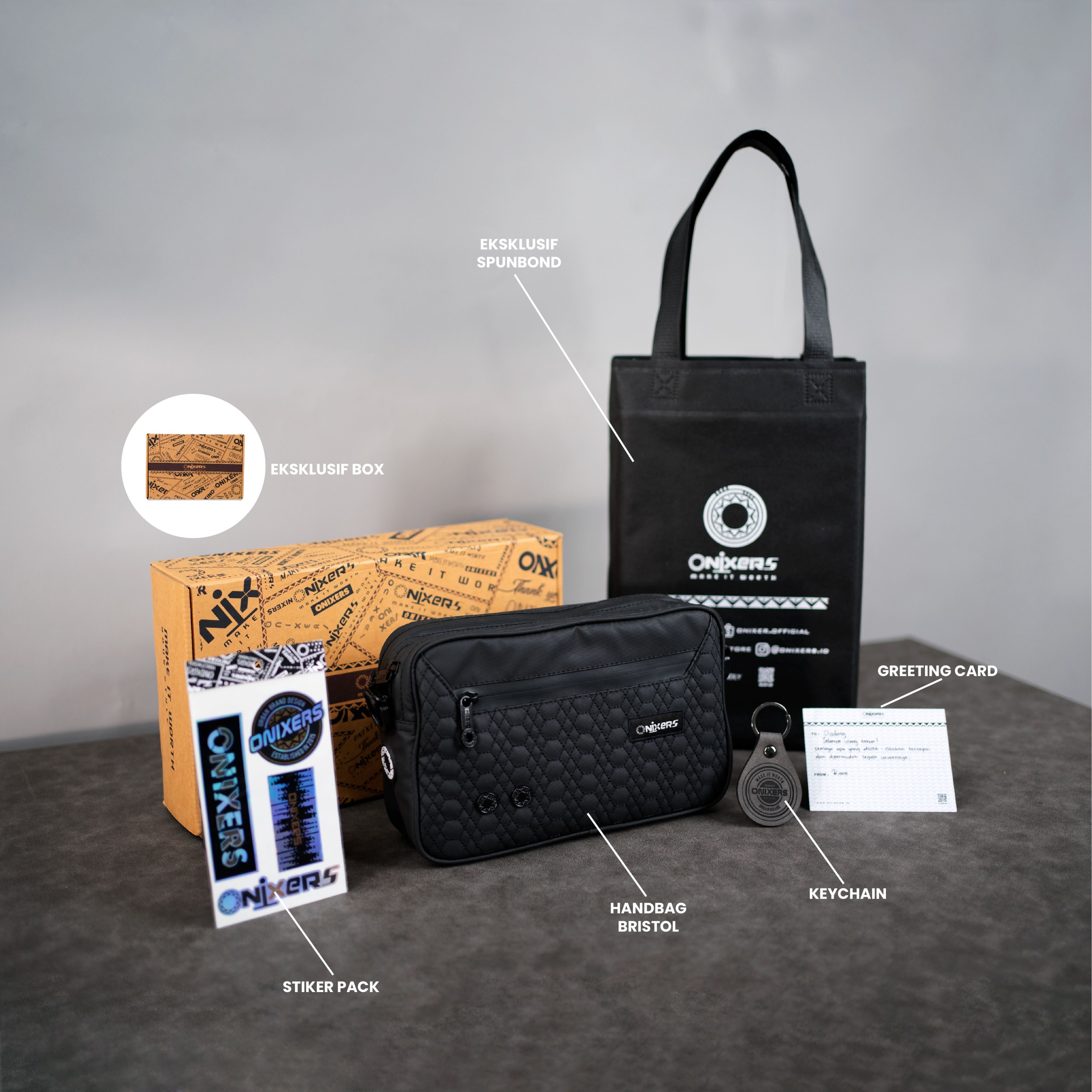 Onixers Bundling Eksklusif Handbag BRISTOL + Box + Keychain + Sticker