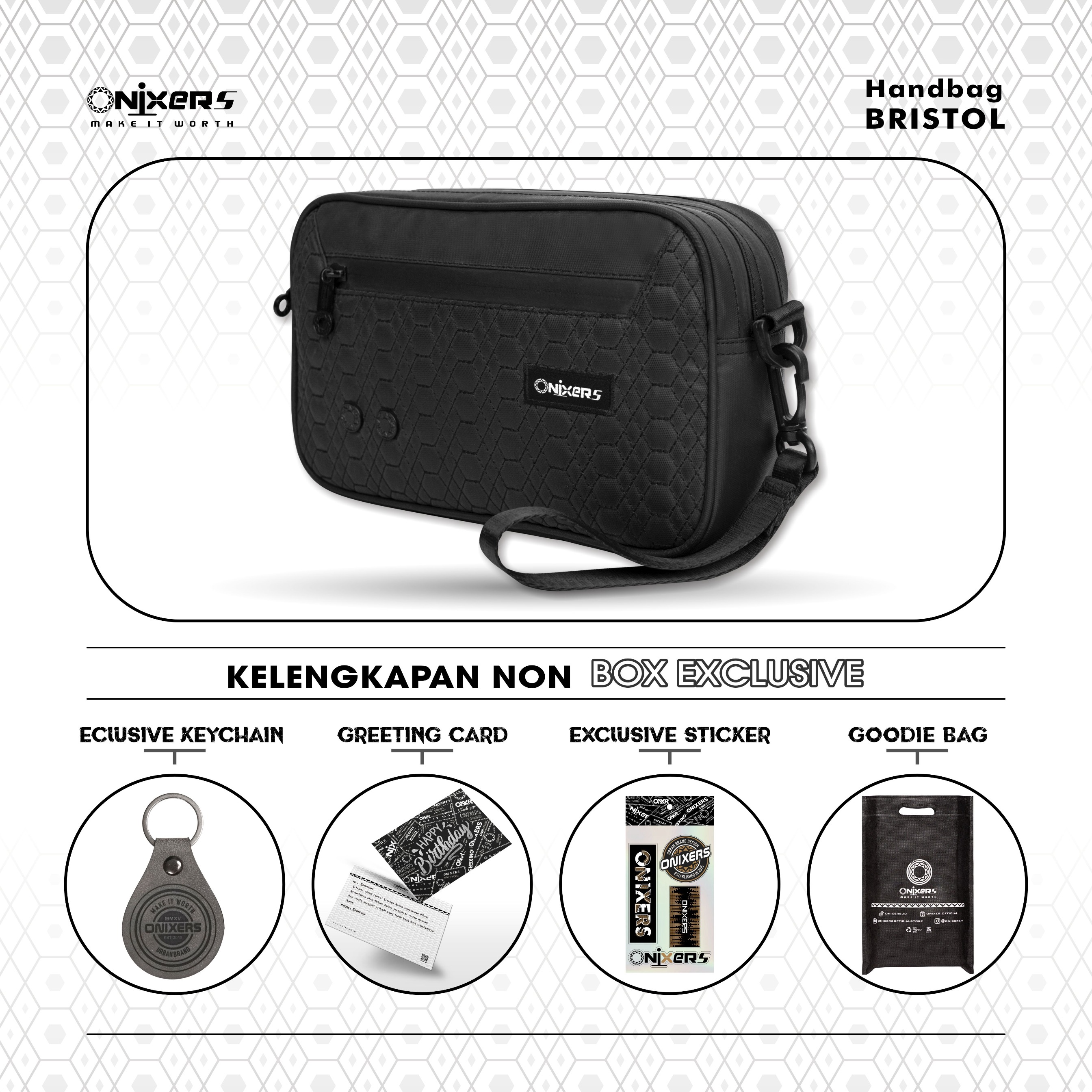 Onixers Bundling Eksklusif Handbag BRISTOL + Box + Keychain + Sticker